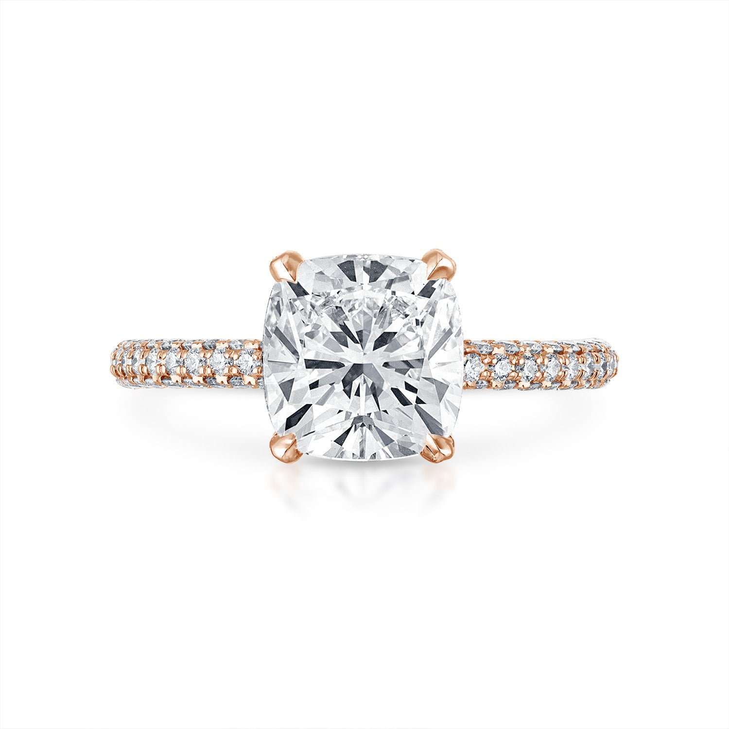 Three Sided Pave Engagement Ring