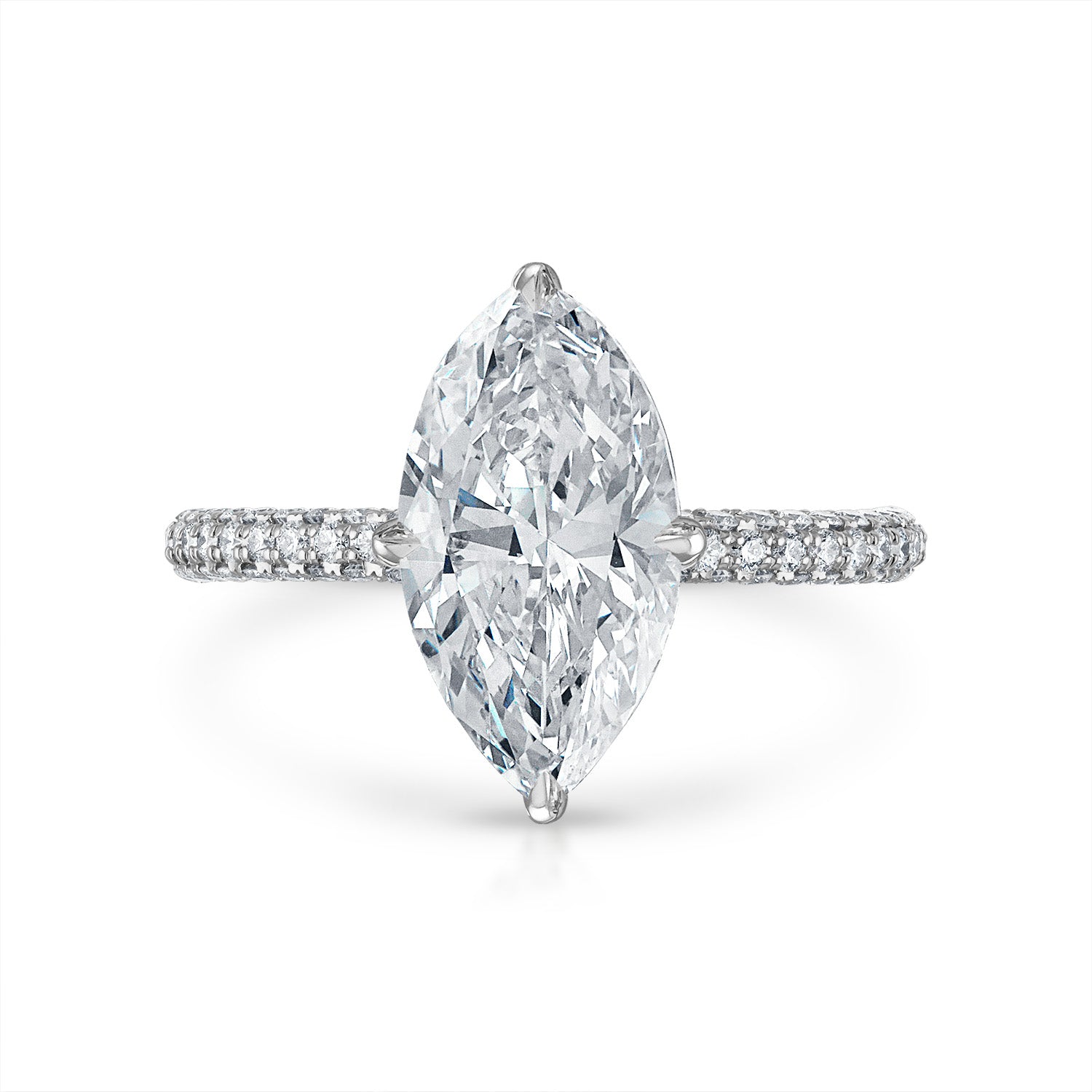 Three Sided Pave Engagement Ring
