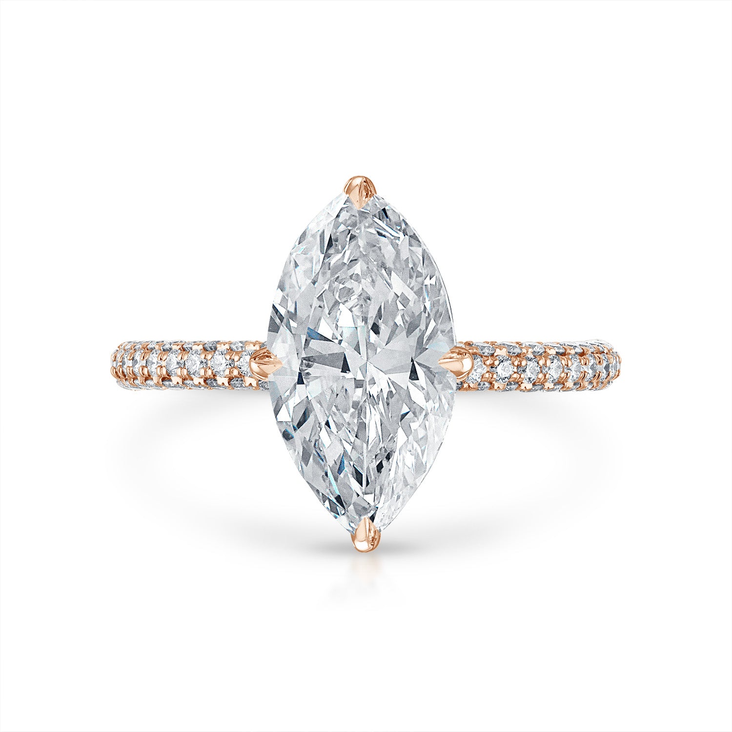 Three Sided Pave Engagement Ring