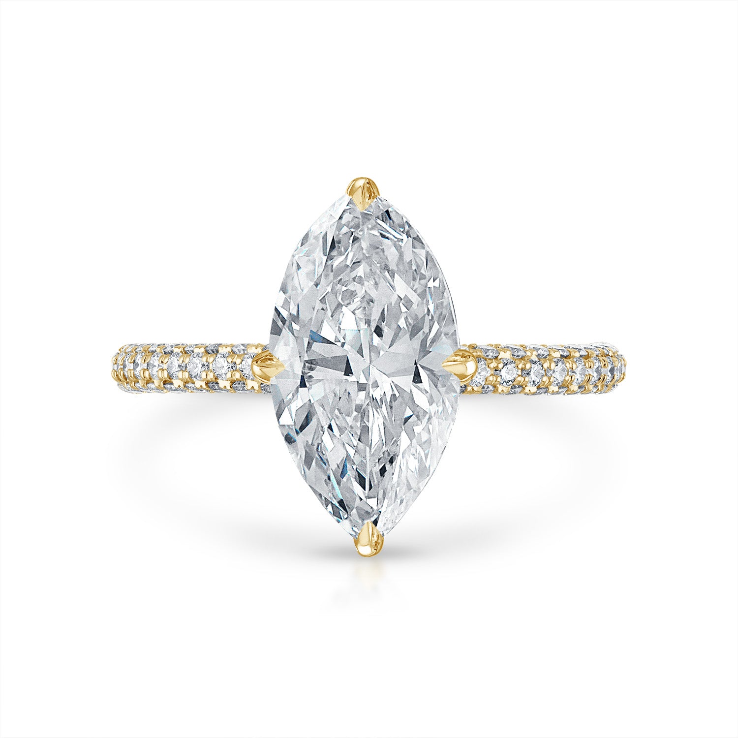 Three Sided Pave Engagement Ring