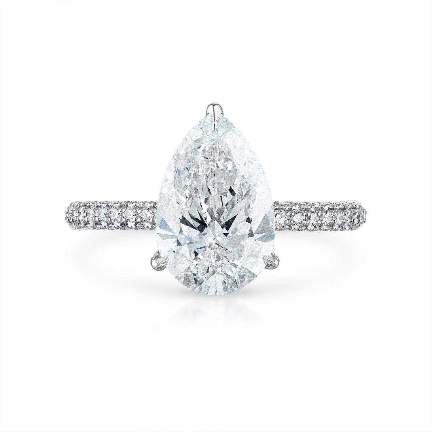 Three Sided Pave Engagement Ring