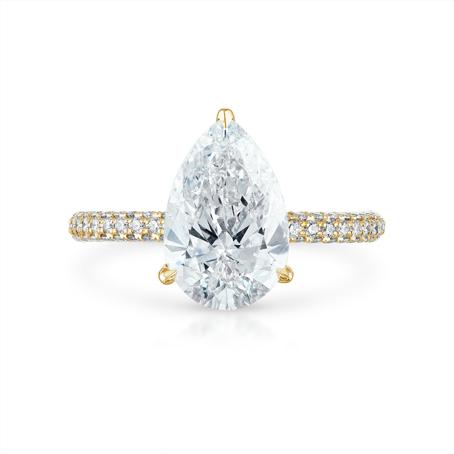 Three Sided Pave Engagement Ring