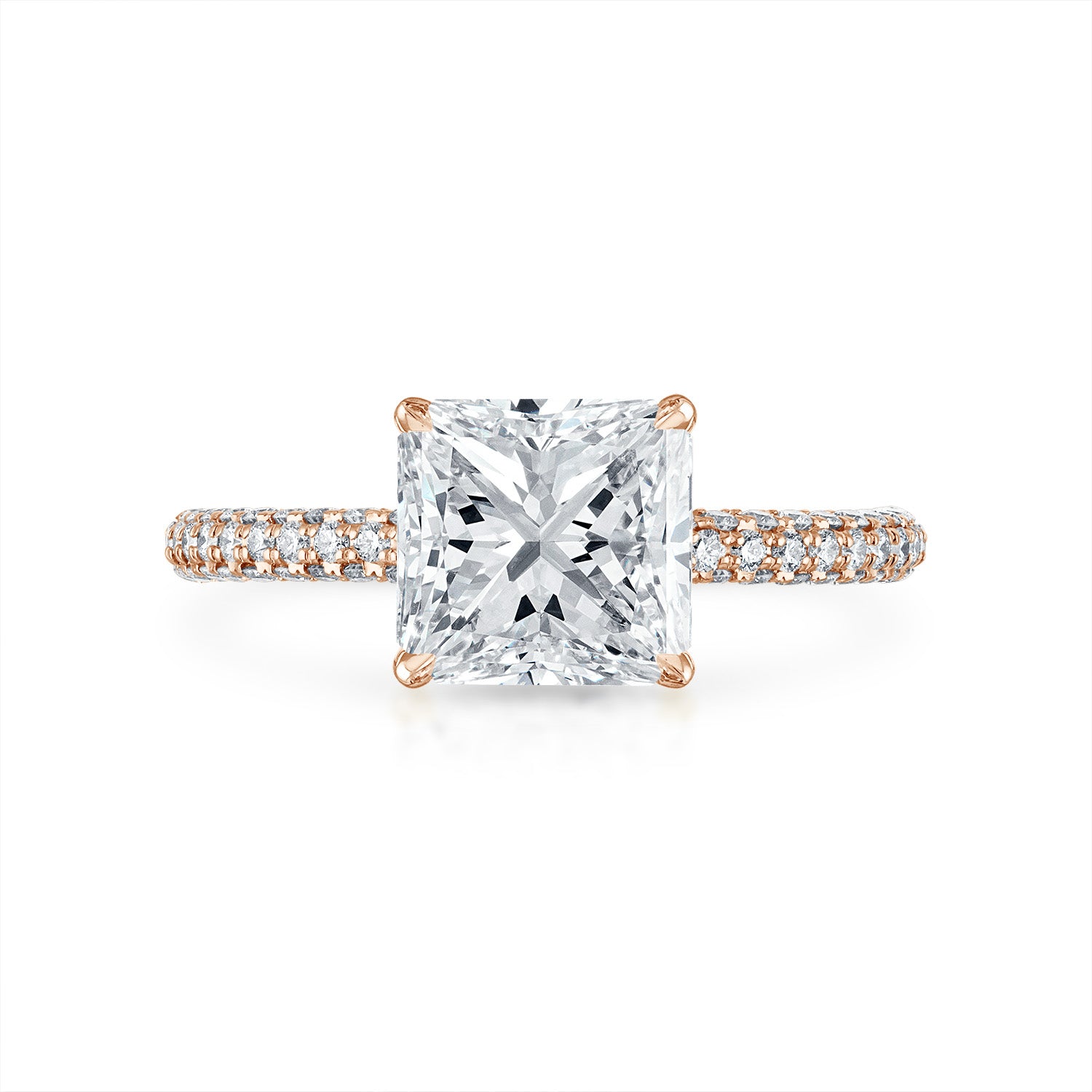 Three Sided Pave Engagement Ring