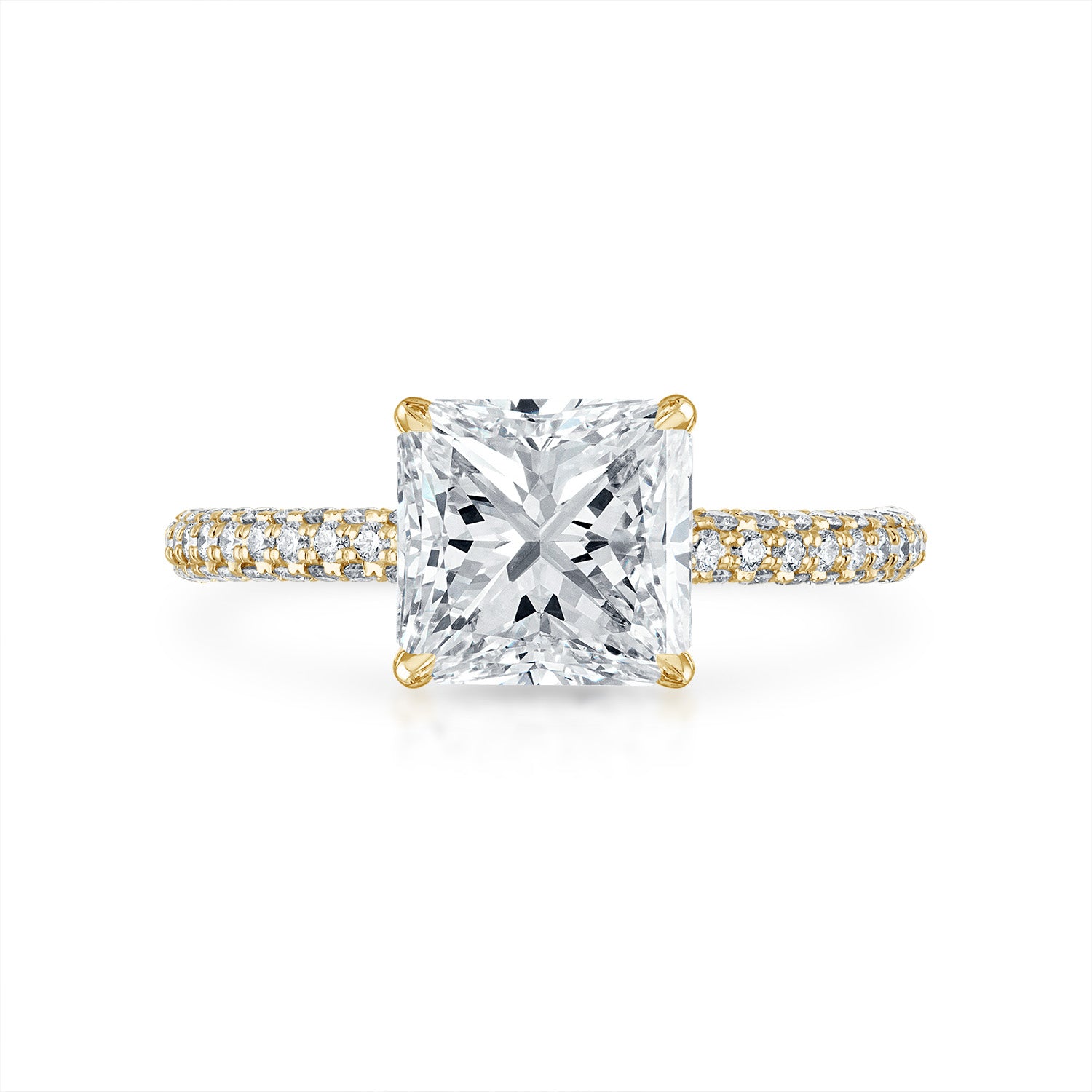 Three Sided Pave Engagement Ring