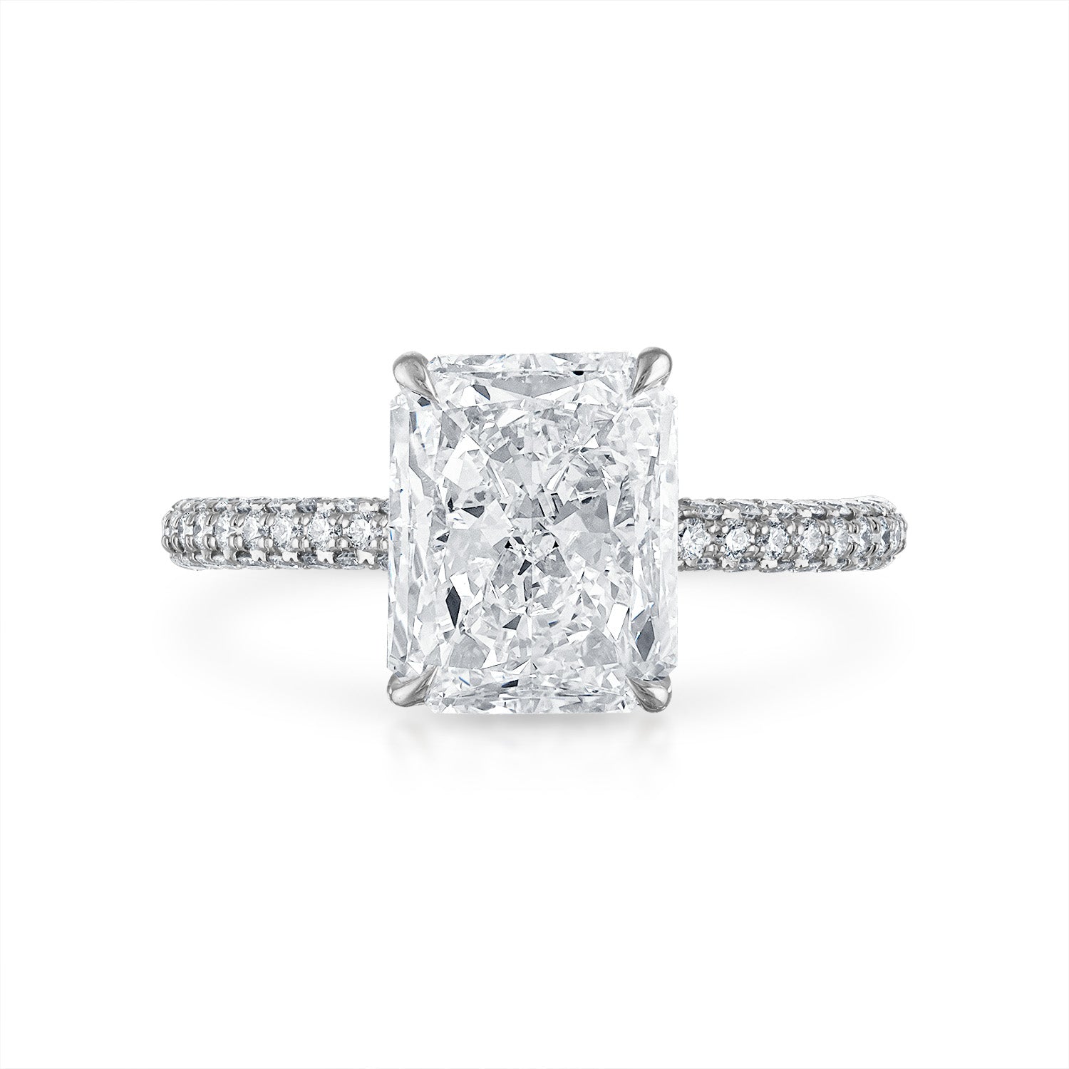 Three Sided Pave Engagement Ring