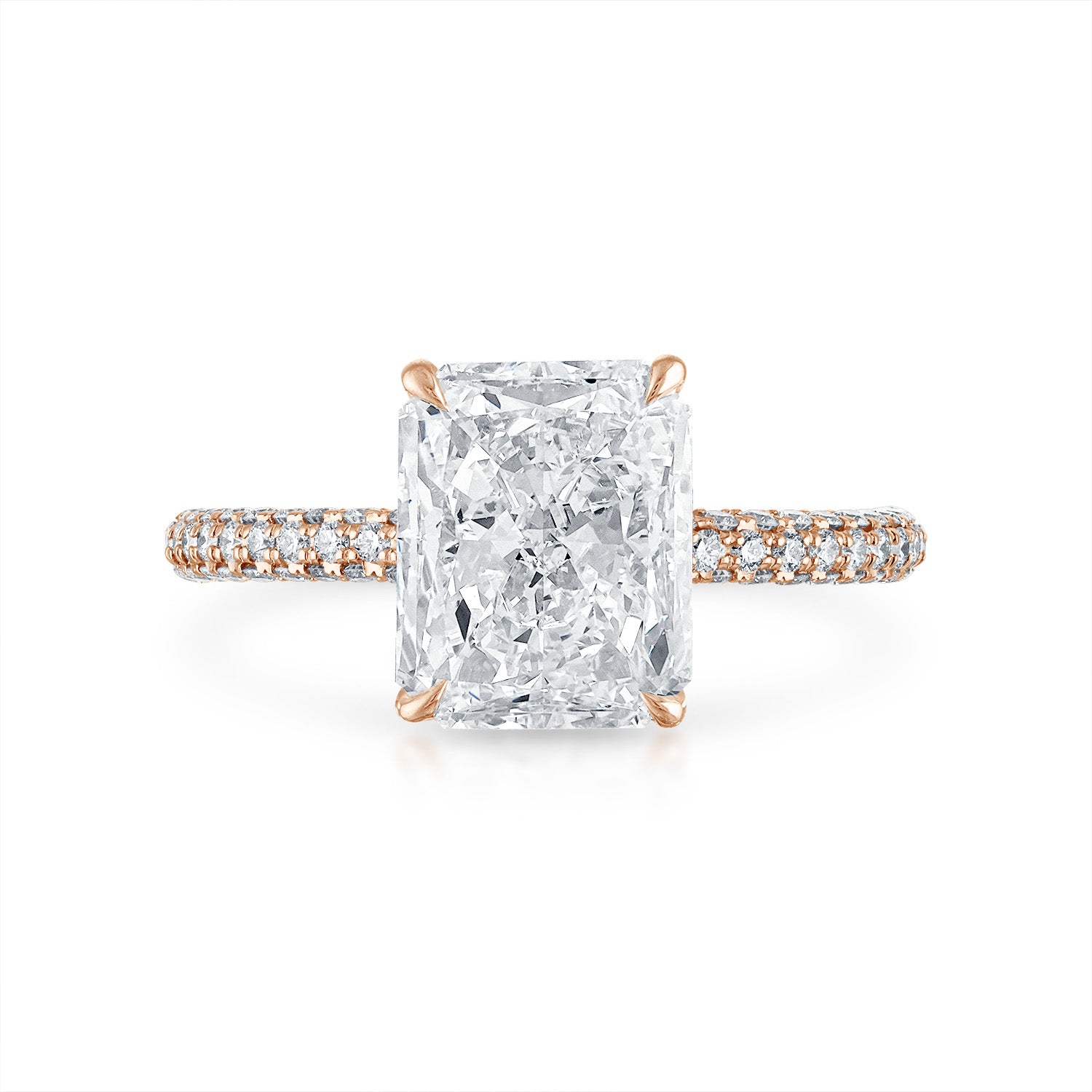 Three Sided Pave Engagement Ring