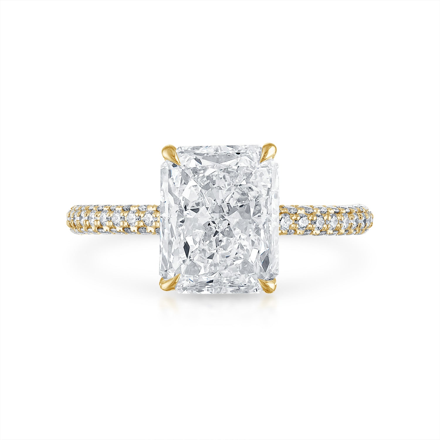 Three Sided Pave Engagement Ring