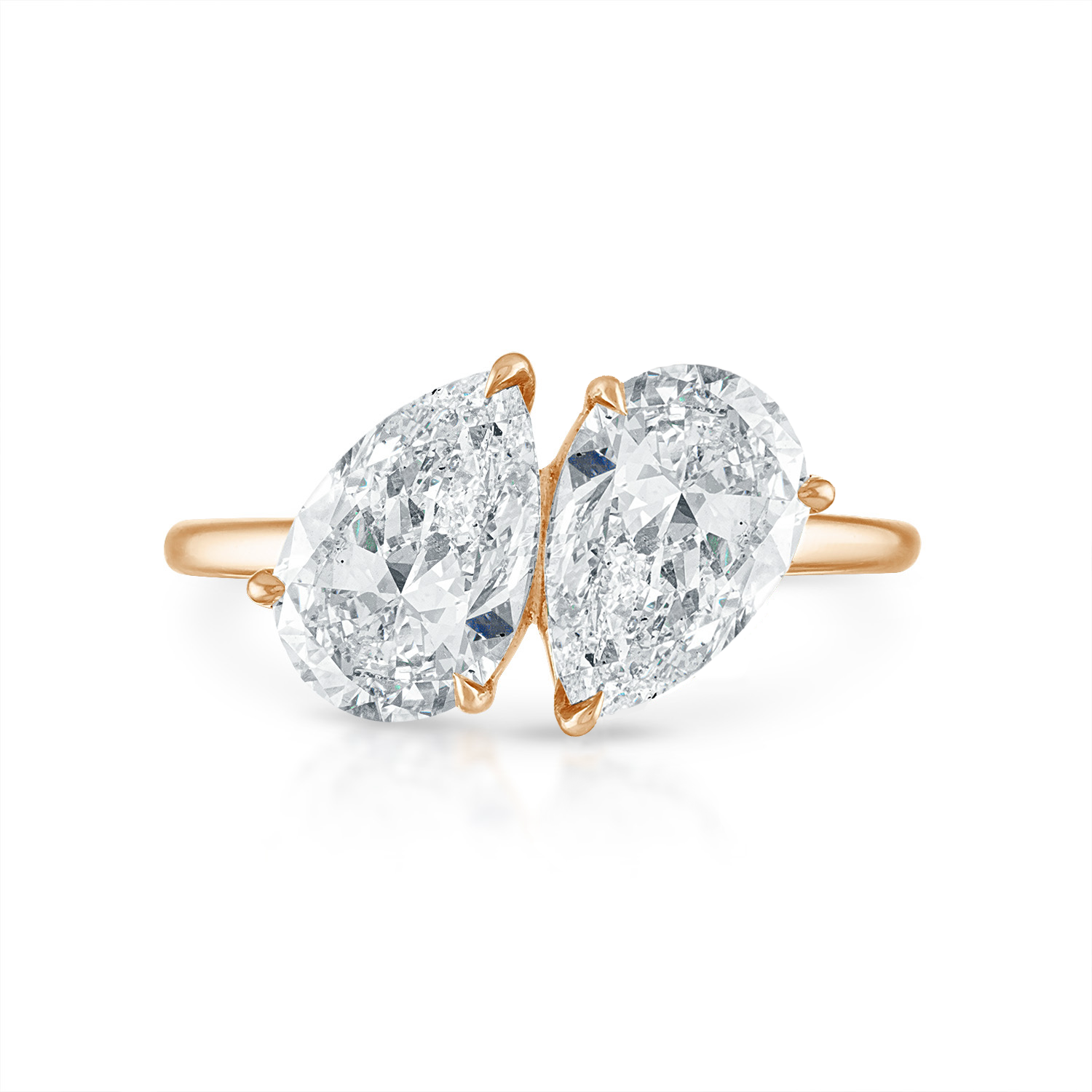 Pear Pear Two Stone Engagement Ring in Rose Gold