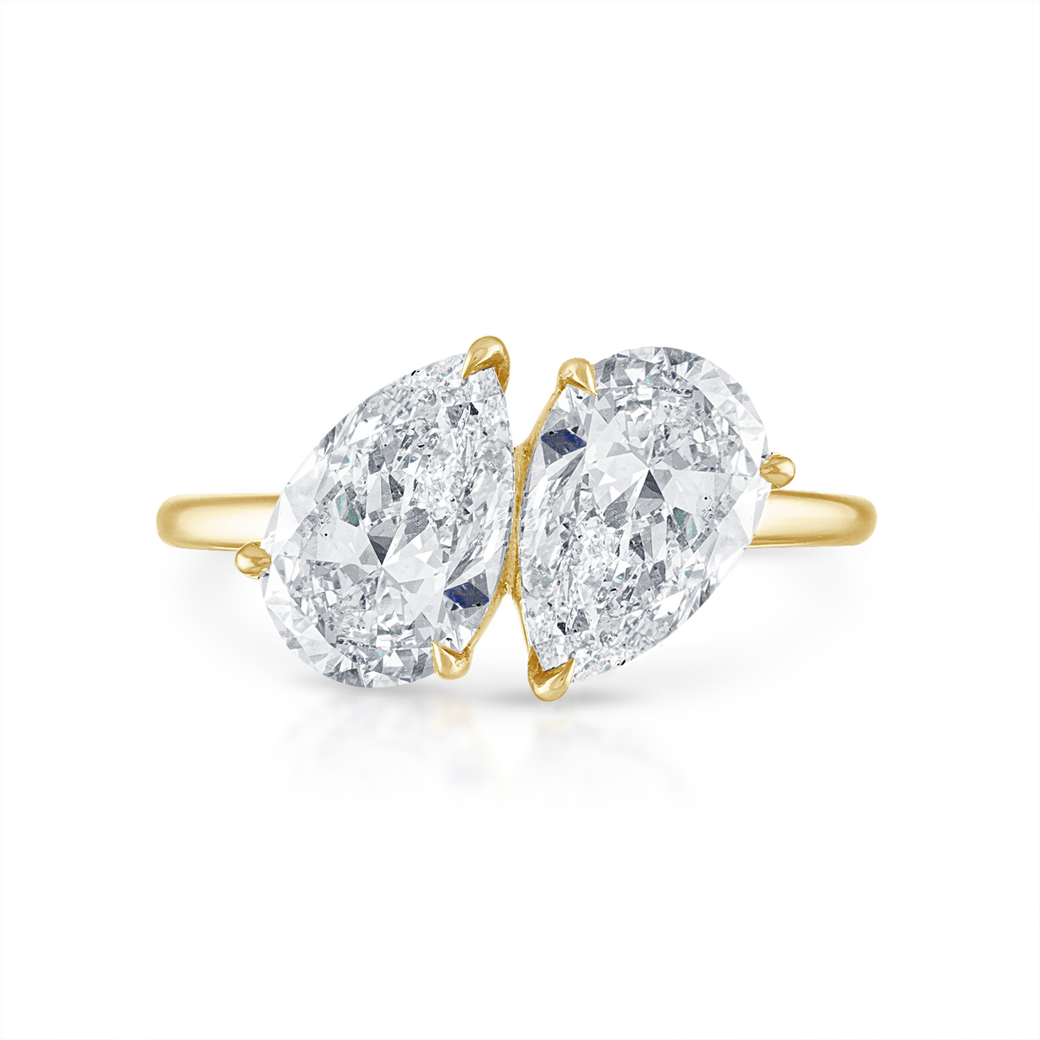 Pear Pear Two Stone Engagement Ring in Yellow Gold