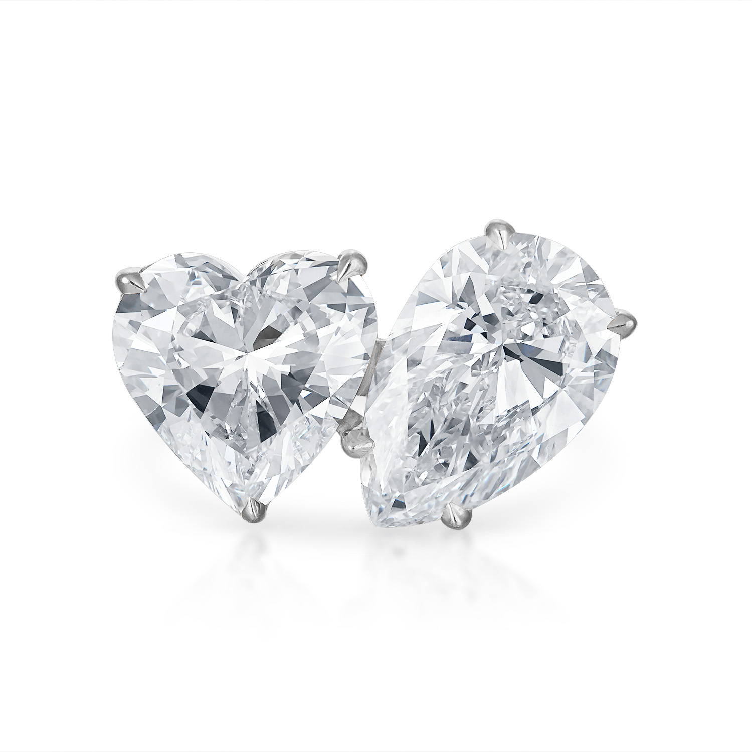 Heart Pear Two Stone Engagement Ring in Platinum