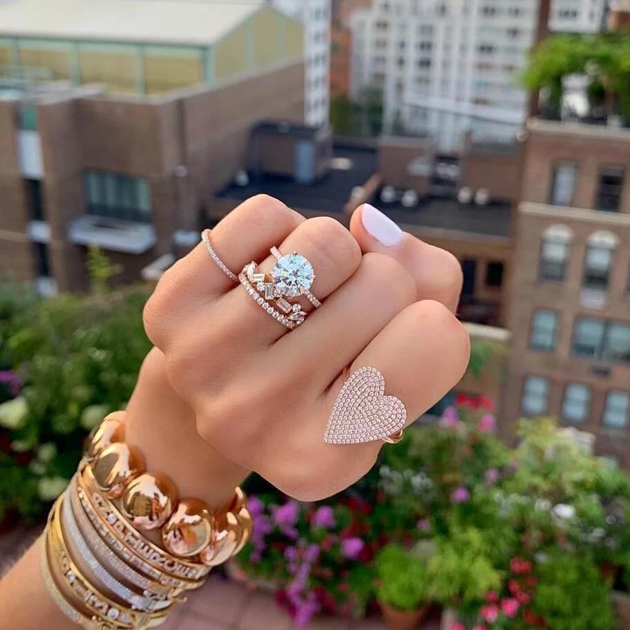Pave Jumbo Token Heart Ring