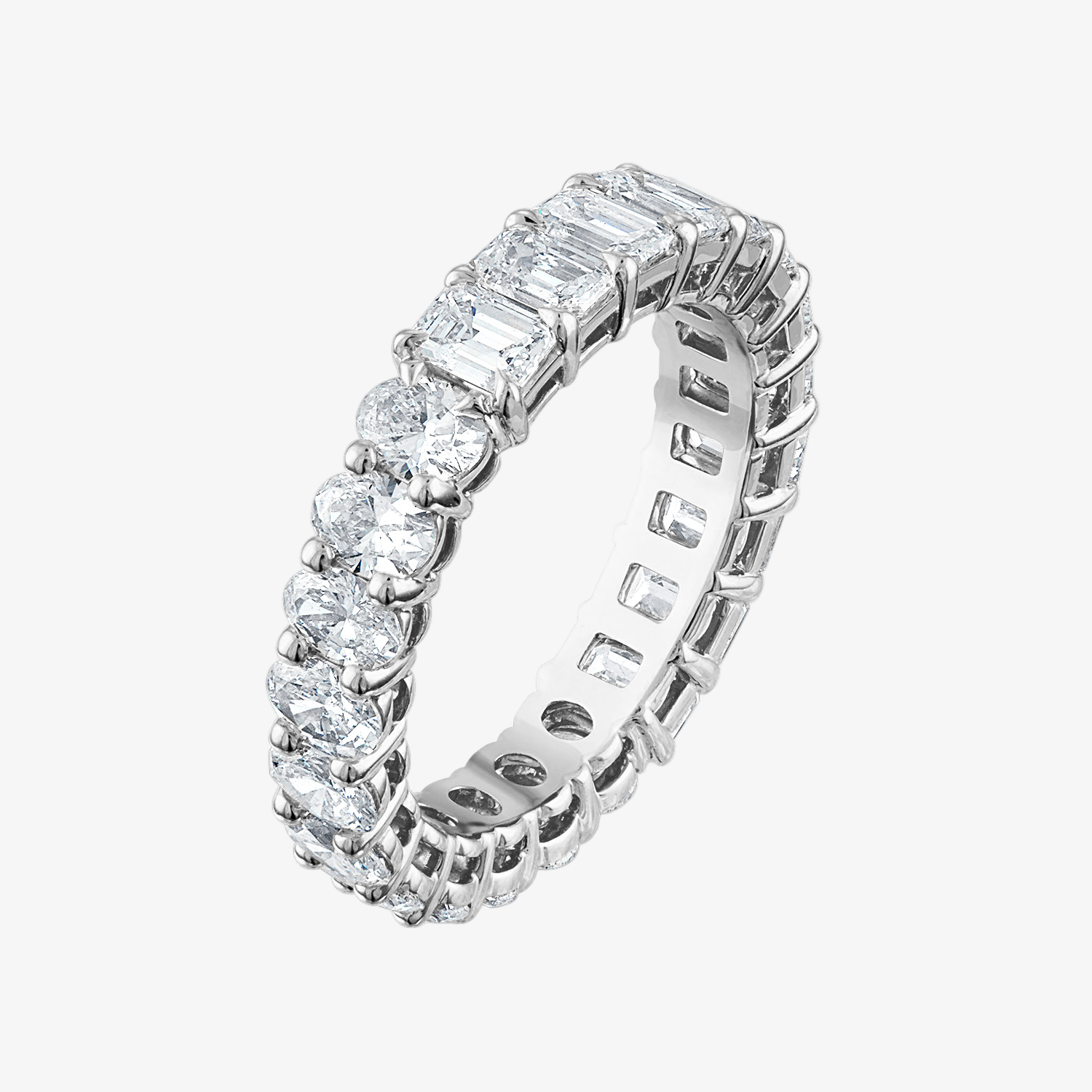 Oval and Emerald Undecided Band in Platinum