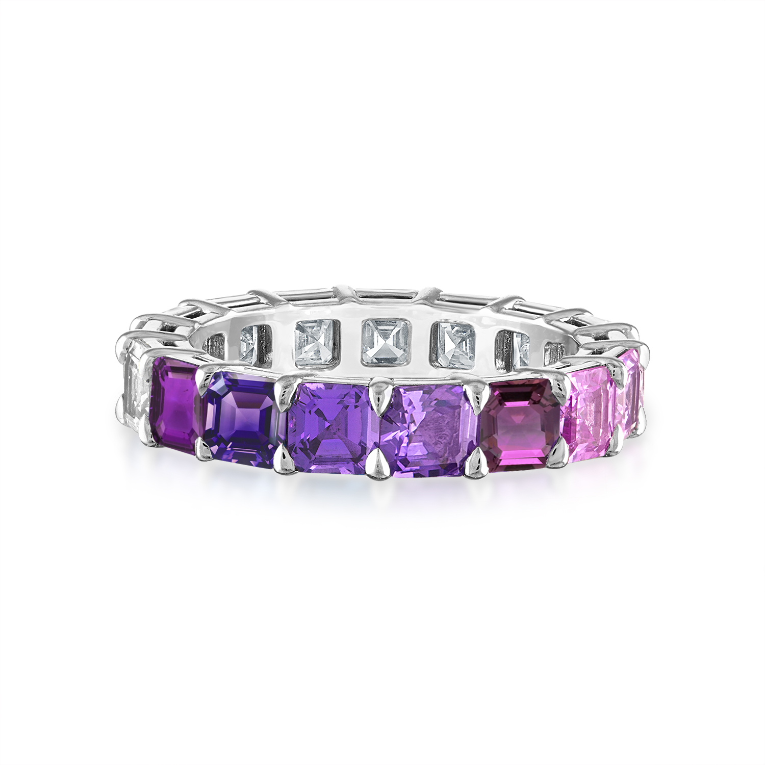 Monochromatic Ombre and Diamond Eternity Band Platinum Asscher