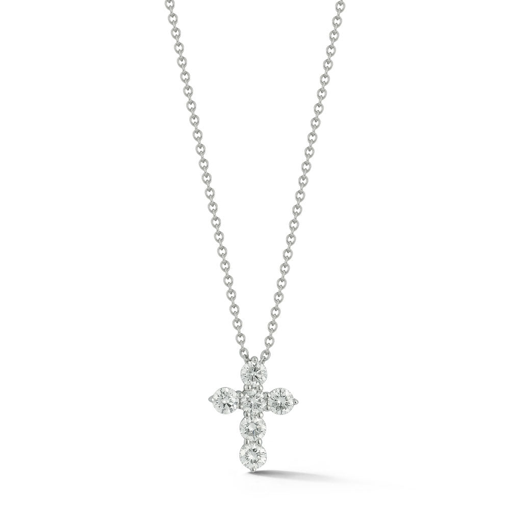 Medium Prong Set Diamond Cross Pendant