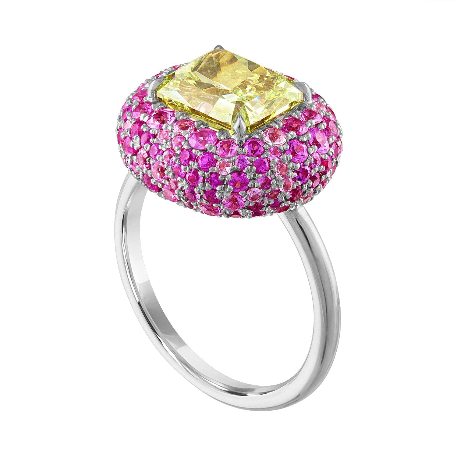 Radiant Bombe Engagement Ring in Platinum