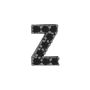 Slider Pave Letter Z Charm 18K Black Rhodium with Black Diamond
