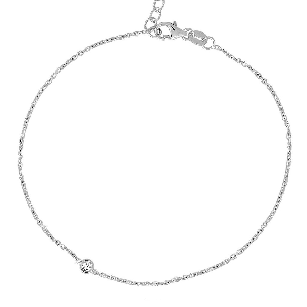 Mini Initial Bracelet with Diamond Bezel
