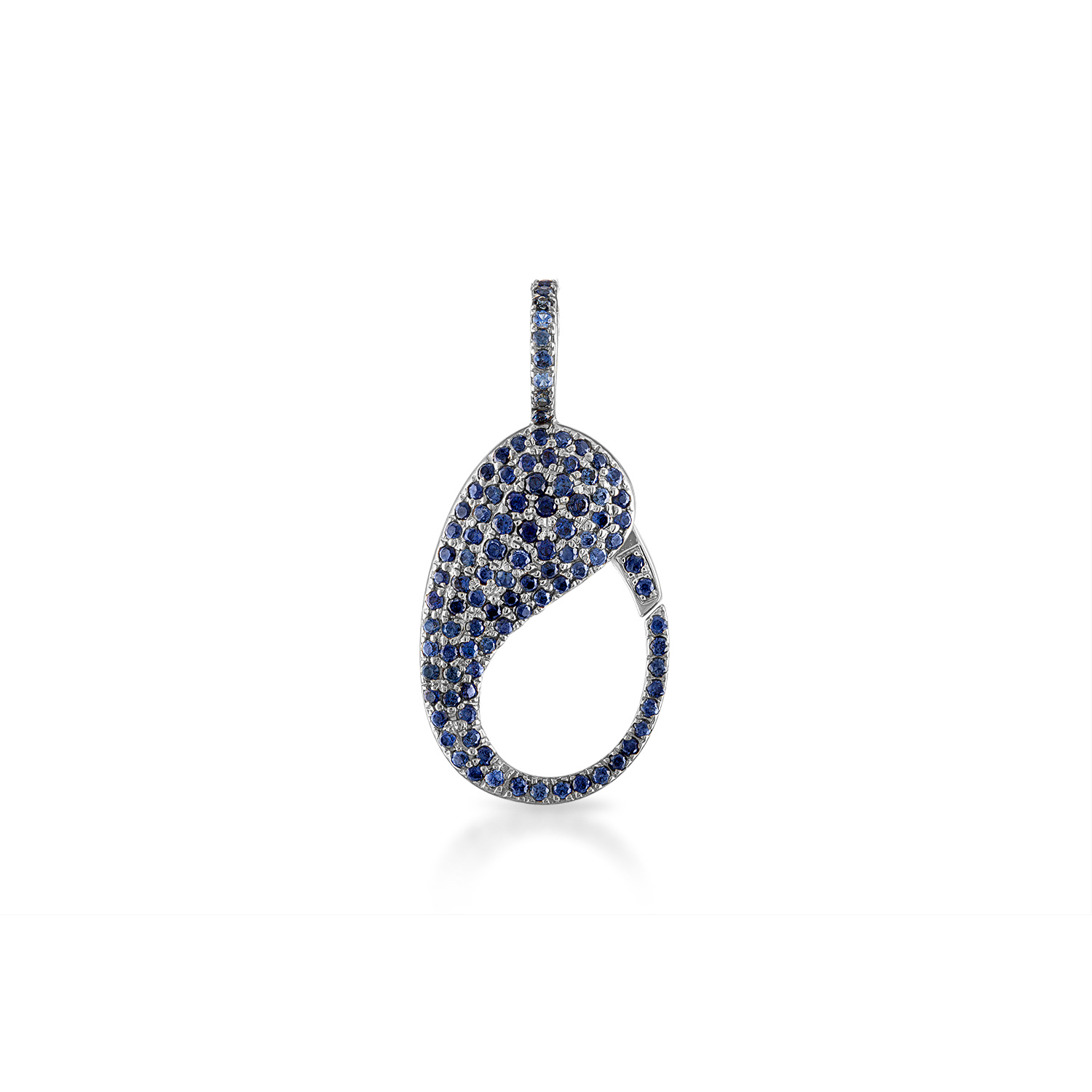 14K White Gold Sapphire & Diamond Padlock Pendant Necklace