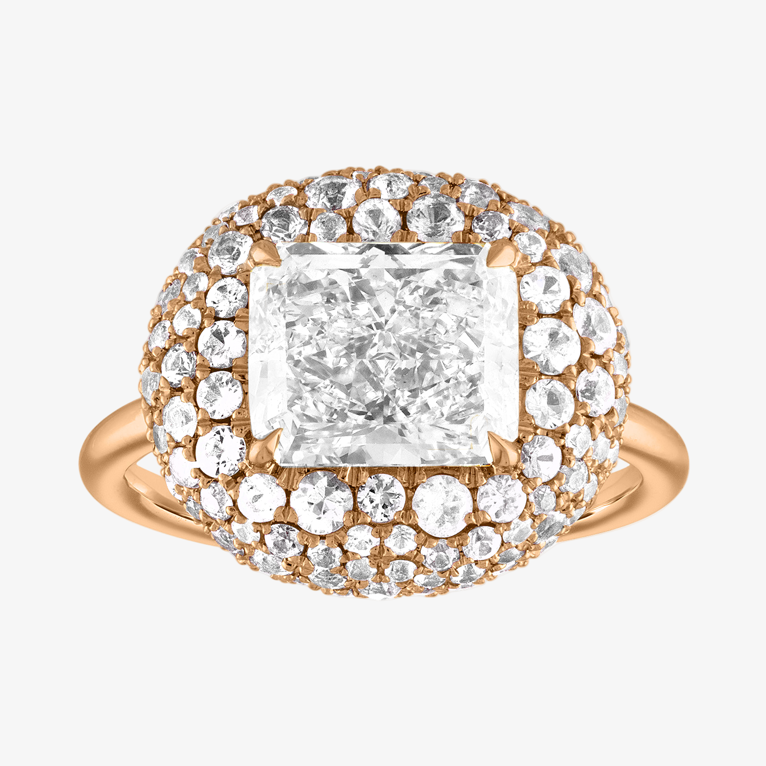 Radiant Bombe Engagement Ring in Rose Gold