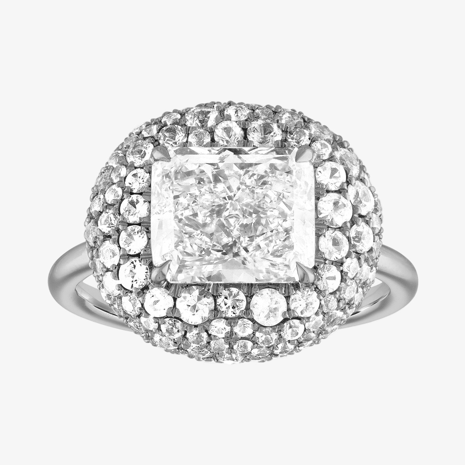 Radiant Bombe Engagement Ring in Platinum