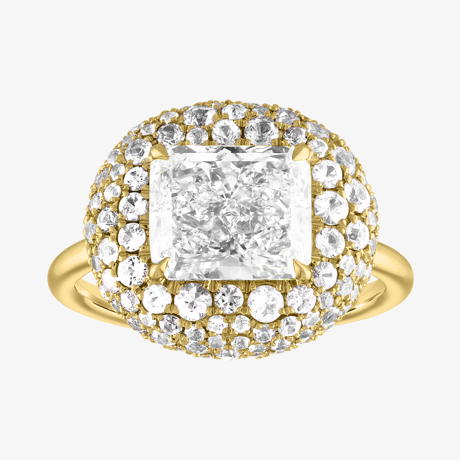 Radiant Bombe Engagement Ring in Yellow Gold