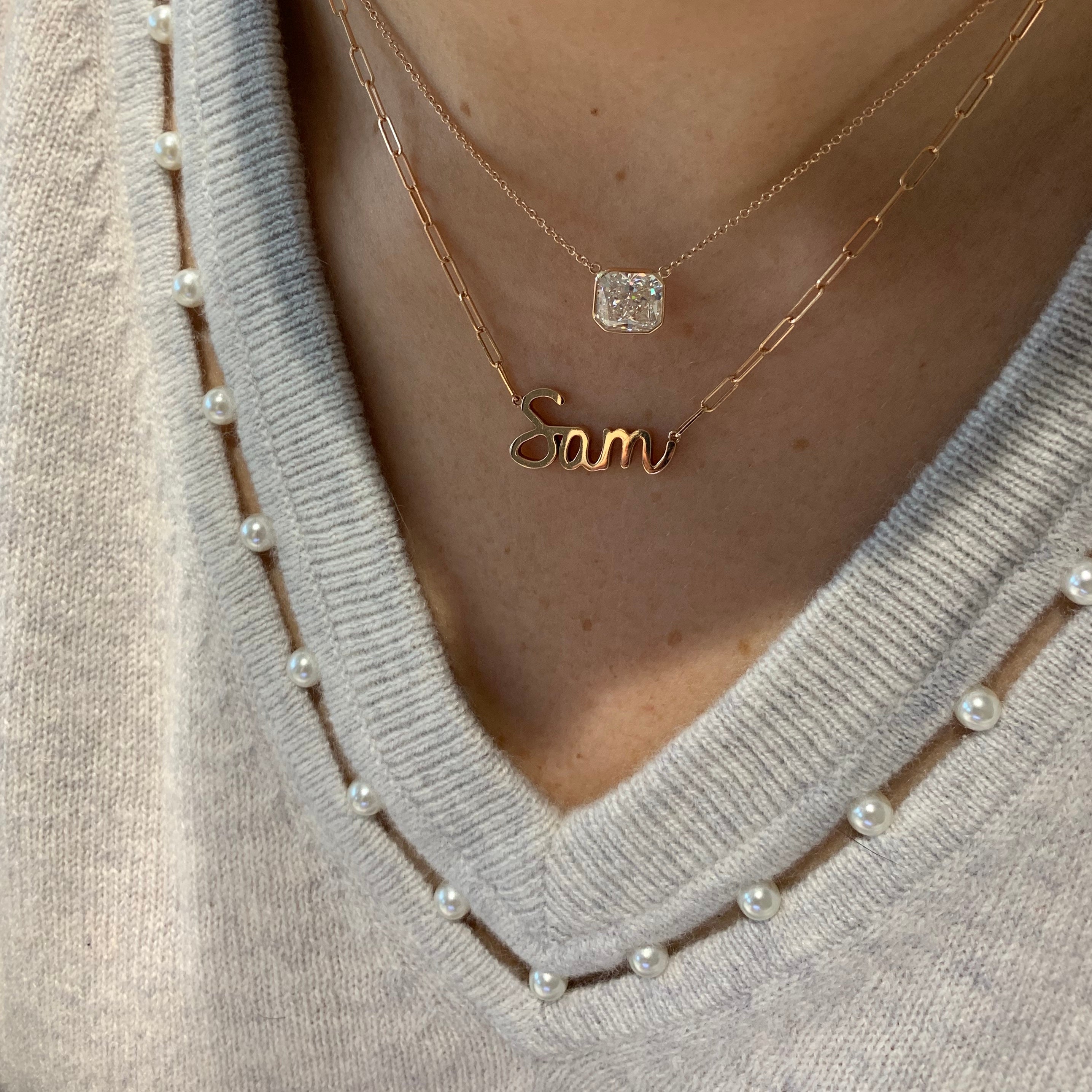 Jumbo Gold Script Name Necklace