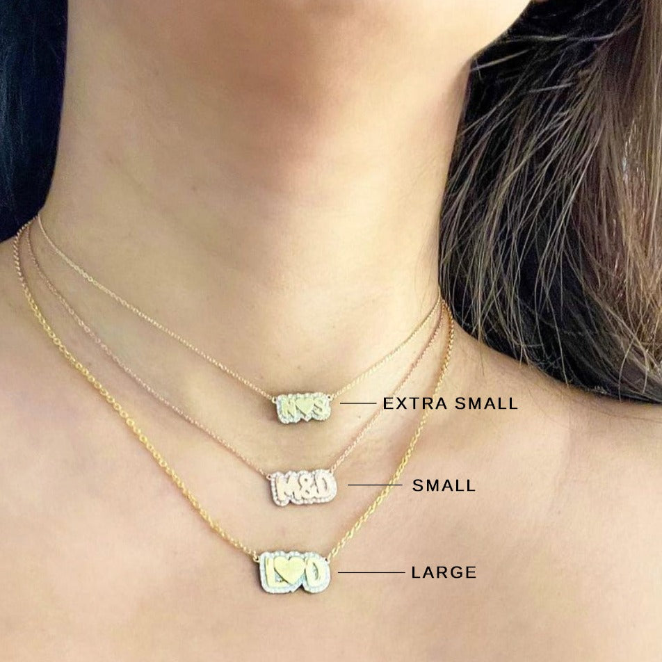 Extra Small Bubble with Pave Outline Necklace