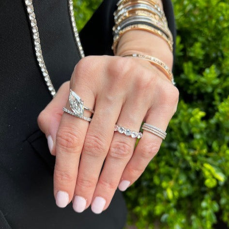 Marquise Pave Band and a Half Engagement Ring