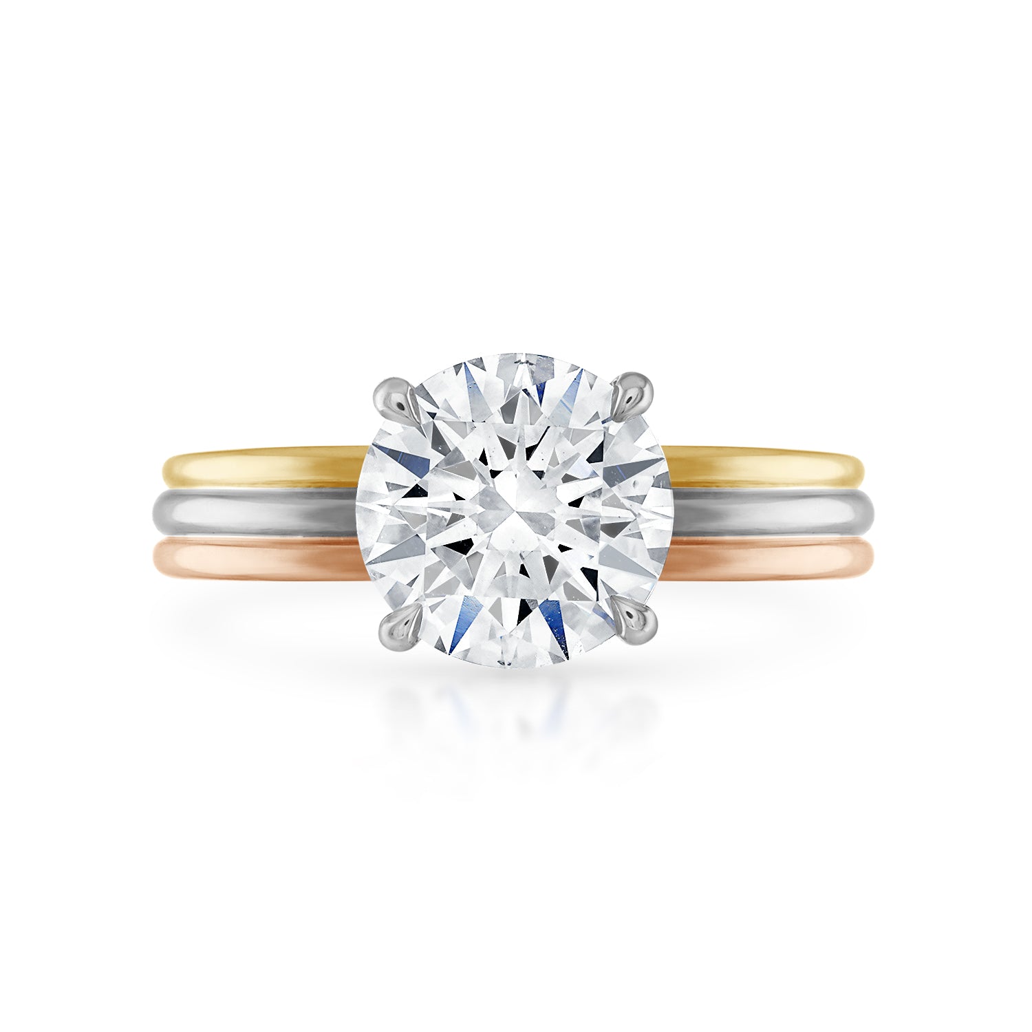 Round Diamond Tricolor Engagement Ring