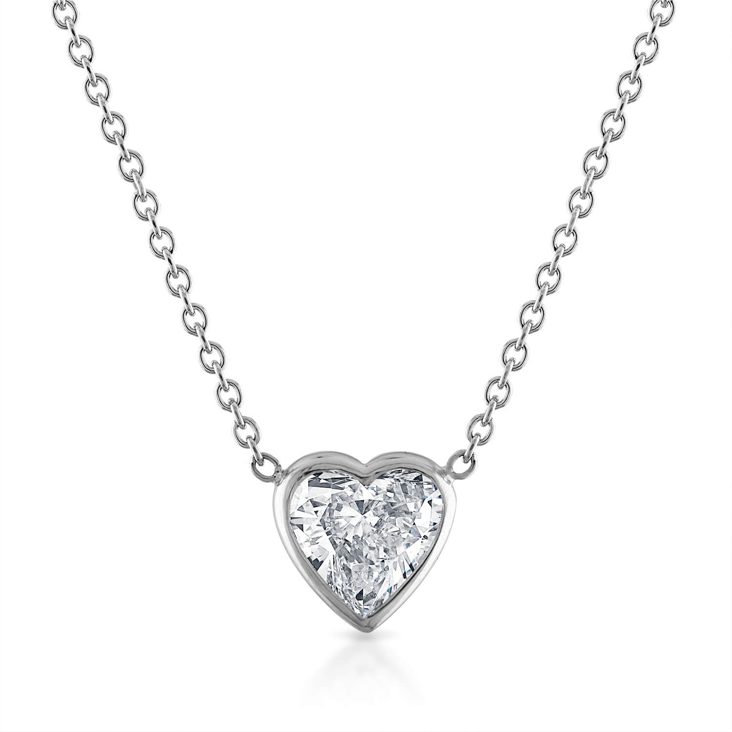 Bezel Set Heart Shaped Solitaire Necklace