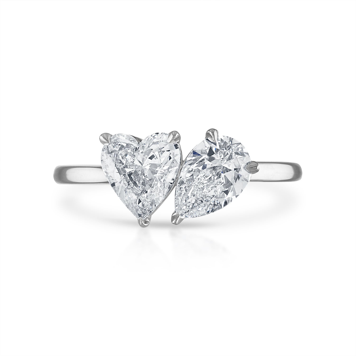 1.70cttw Heart Shaped and Pear Shaped Two-Stone Engagement Ring