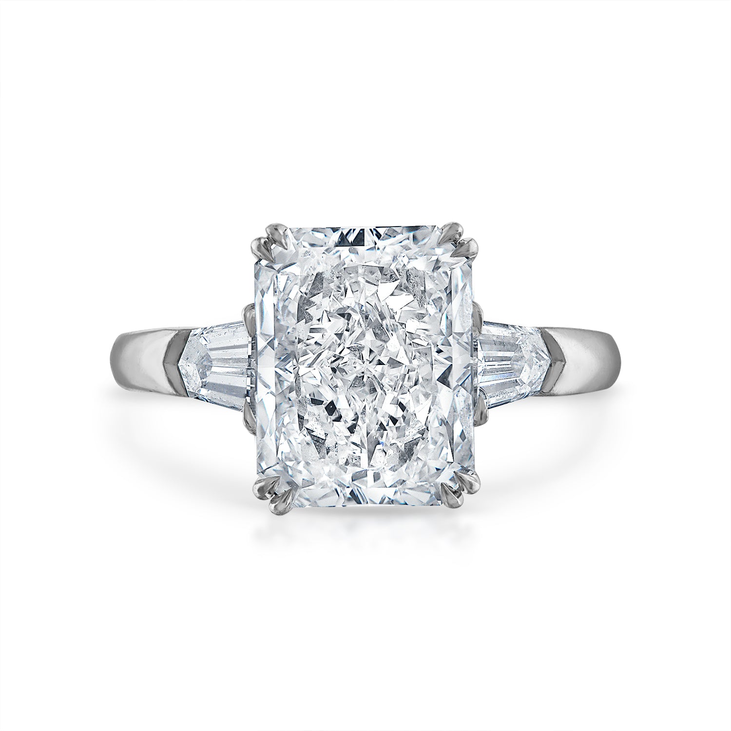 4.03ct Radiant Cut Three-Stone with Diamond Bullets Side Stones Engage