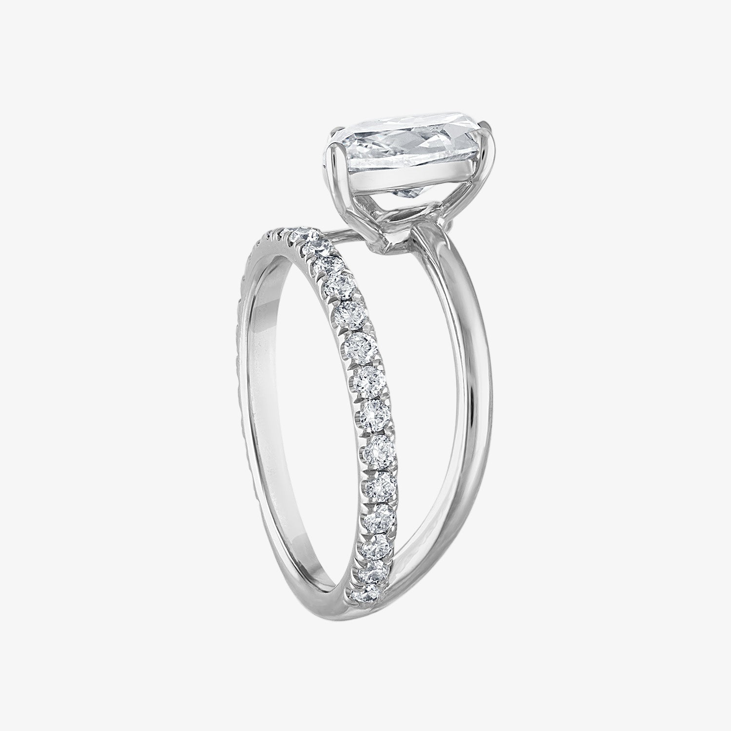 Marquise Pave Band and a Half Engagement Ring
