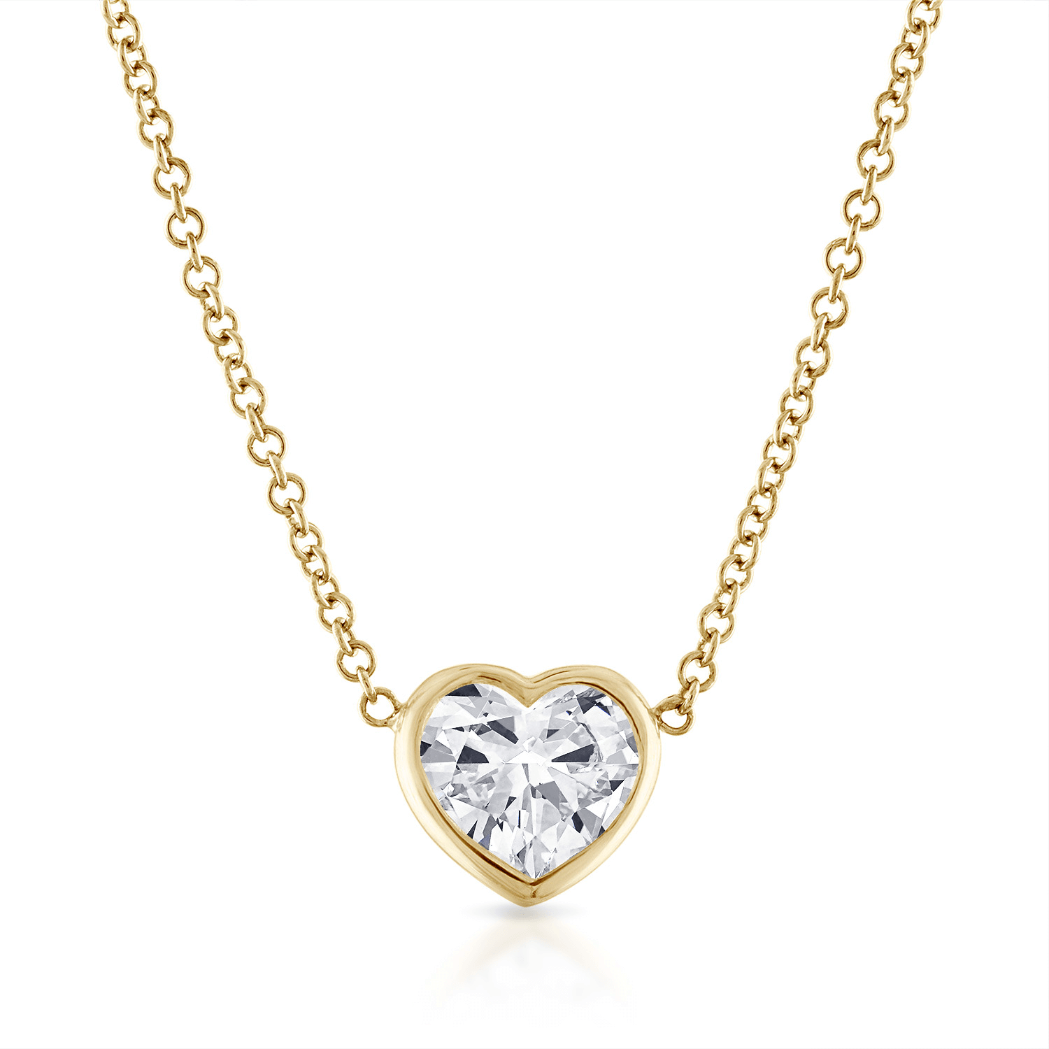 Bezel Set Heart Shaped Solitaire Necklace