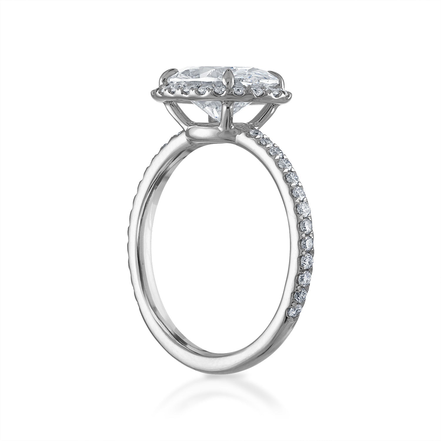 2.01ct Oval Shape East-West with Pave Halo and Band Engagement Ring