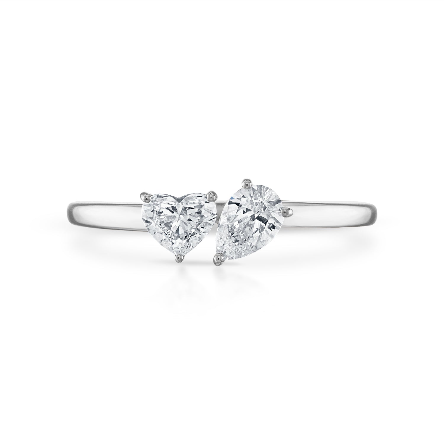 Mini Heart-Pear Two Stone Ring