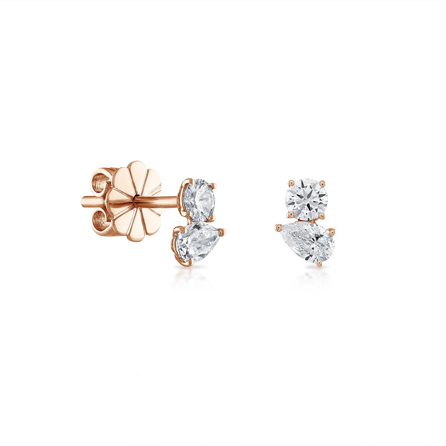 Mini Round-Pear Two Stone Earring