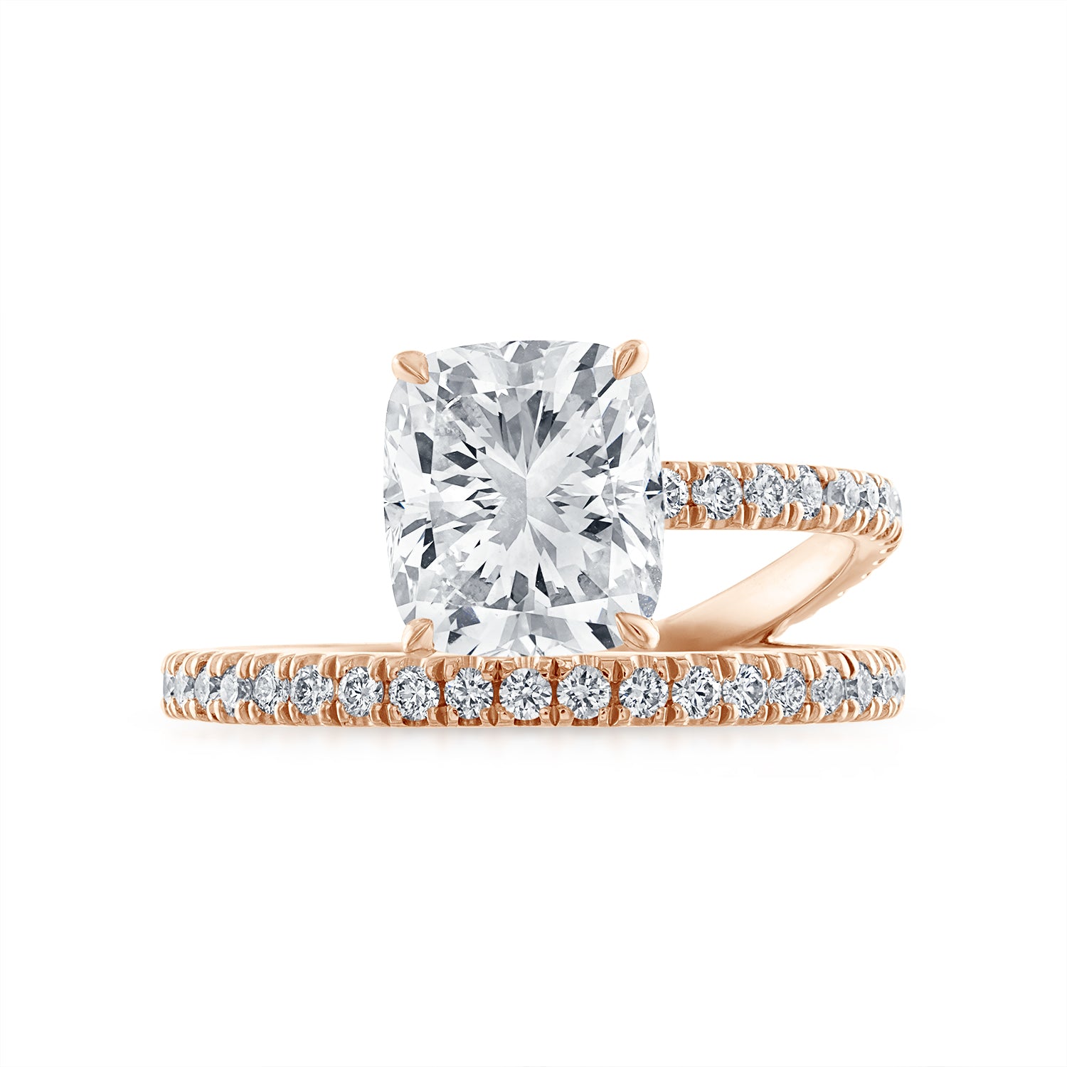 2.01ct Cushion Cut Pave Band and a Half Engagement Ring