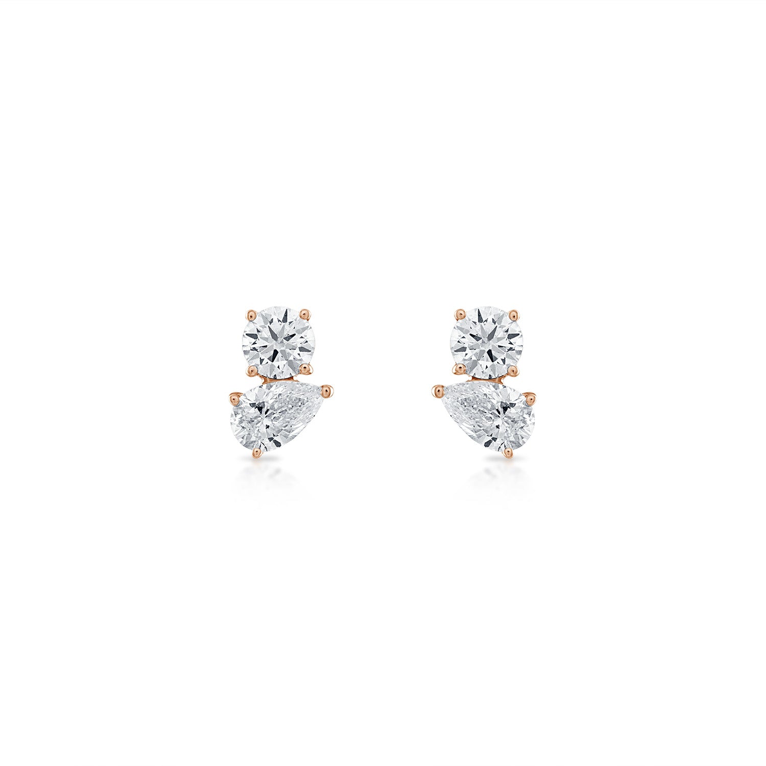 Mini Round-Pear Two Stone Earring