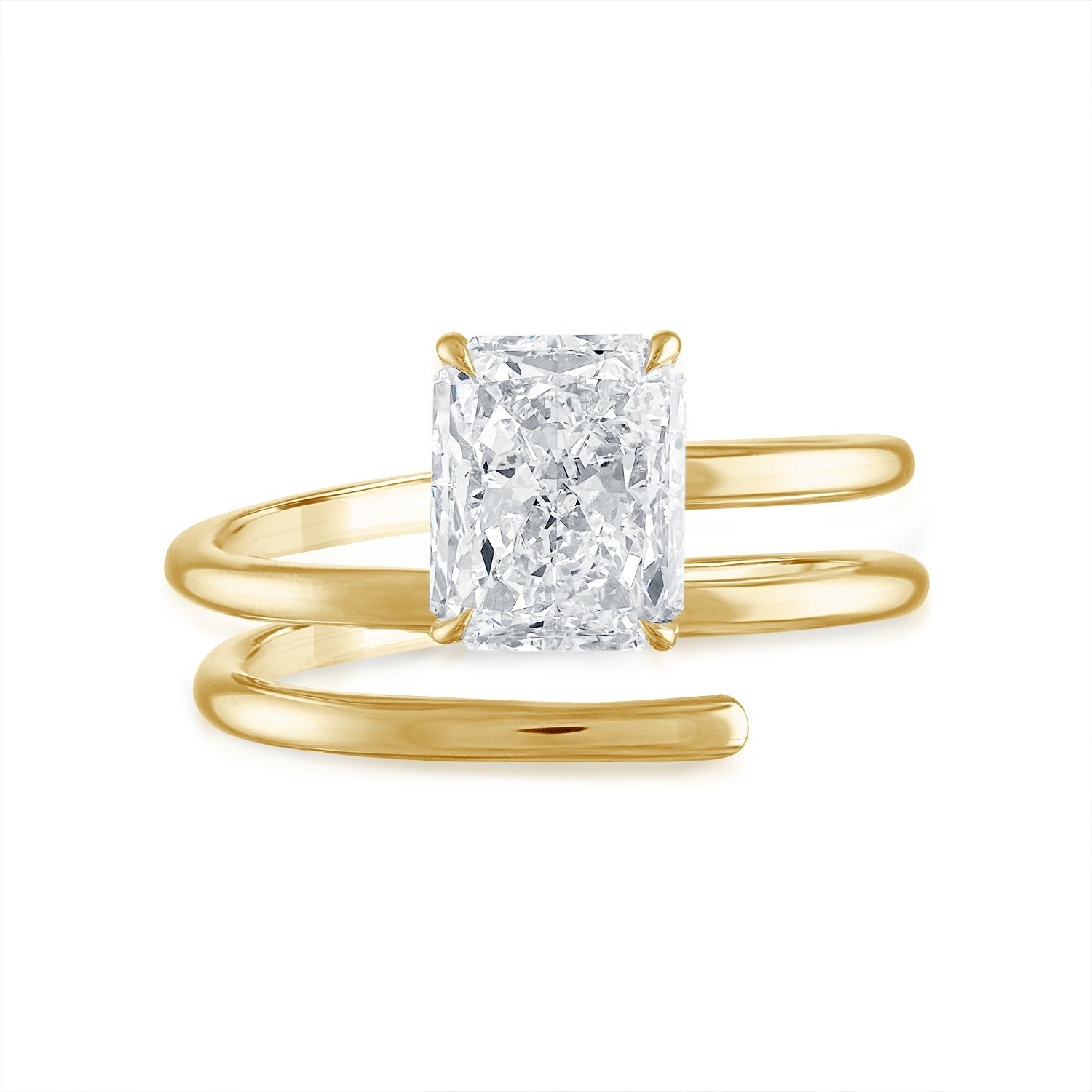2.02ct Radiant Cut Coiled Rounded Shank Engagement Ring