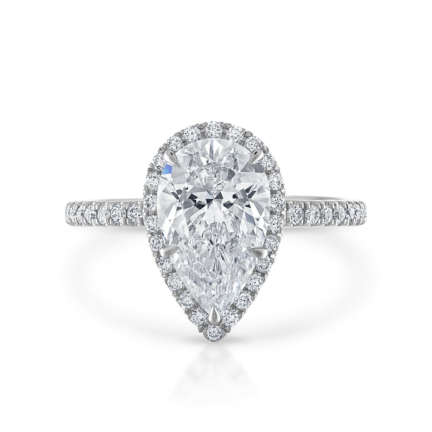 2.22ct Pear Shape with Pave Halo and Band Engagement Ring