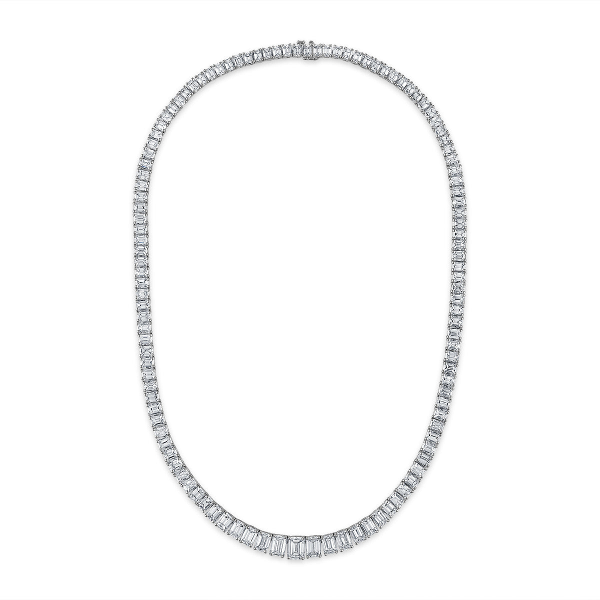 Graduated Emerald Cut Tennis Necklace Stephanie Gottlieb