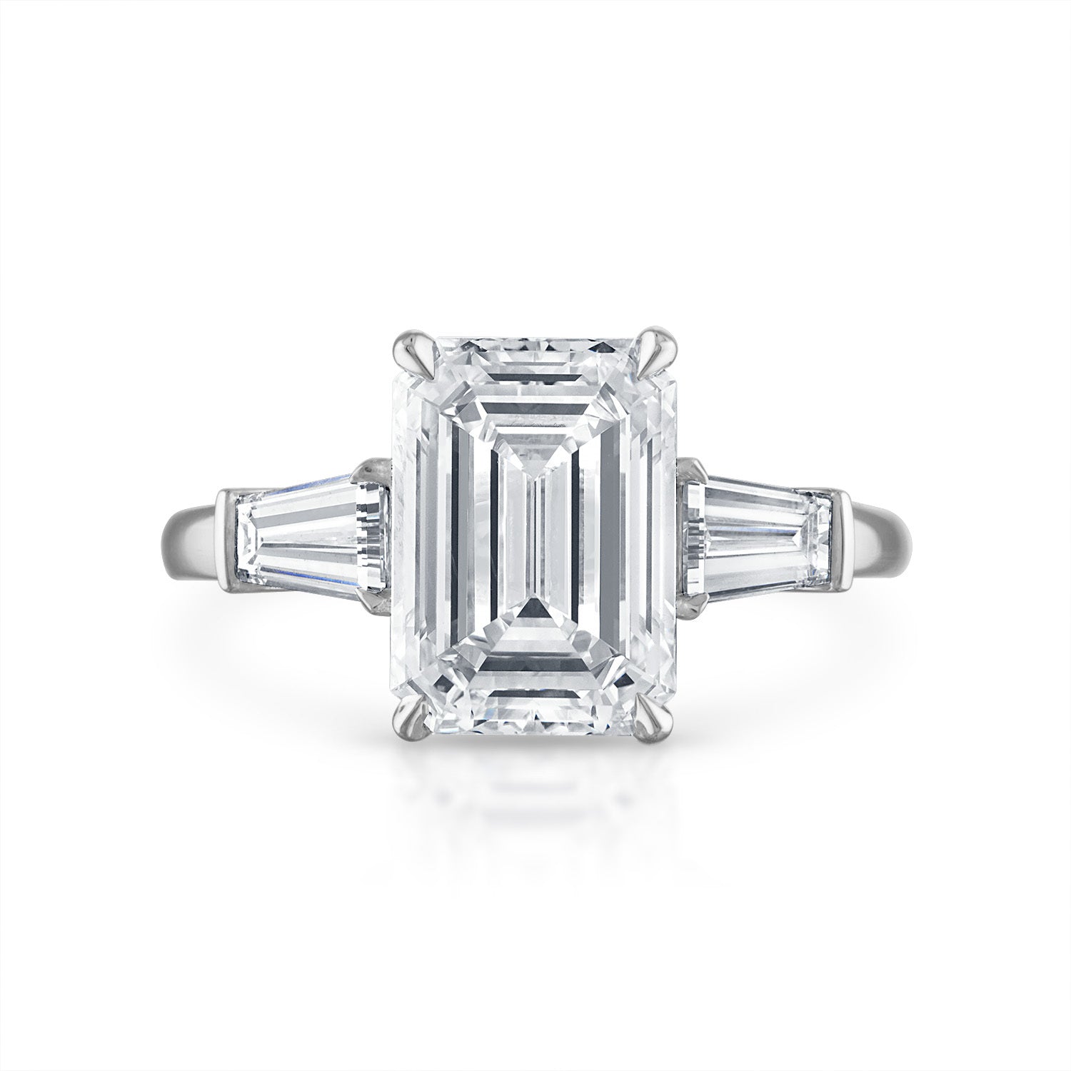 Tapered Oval and Baguette 3 Stone Diamond Engagement Ring, R1093W