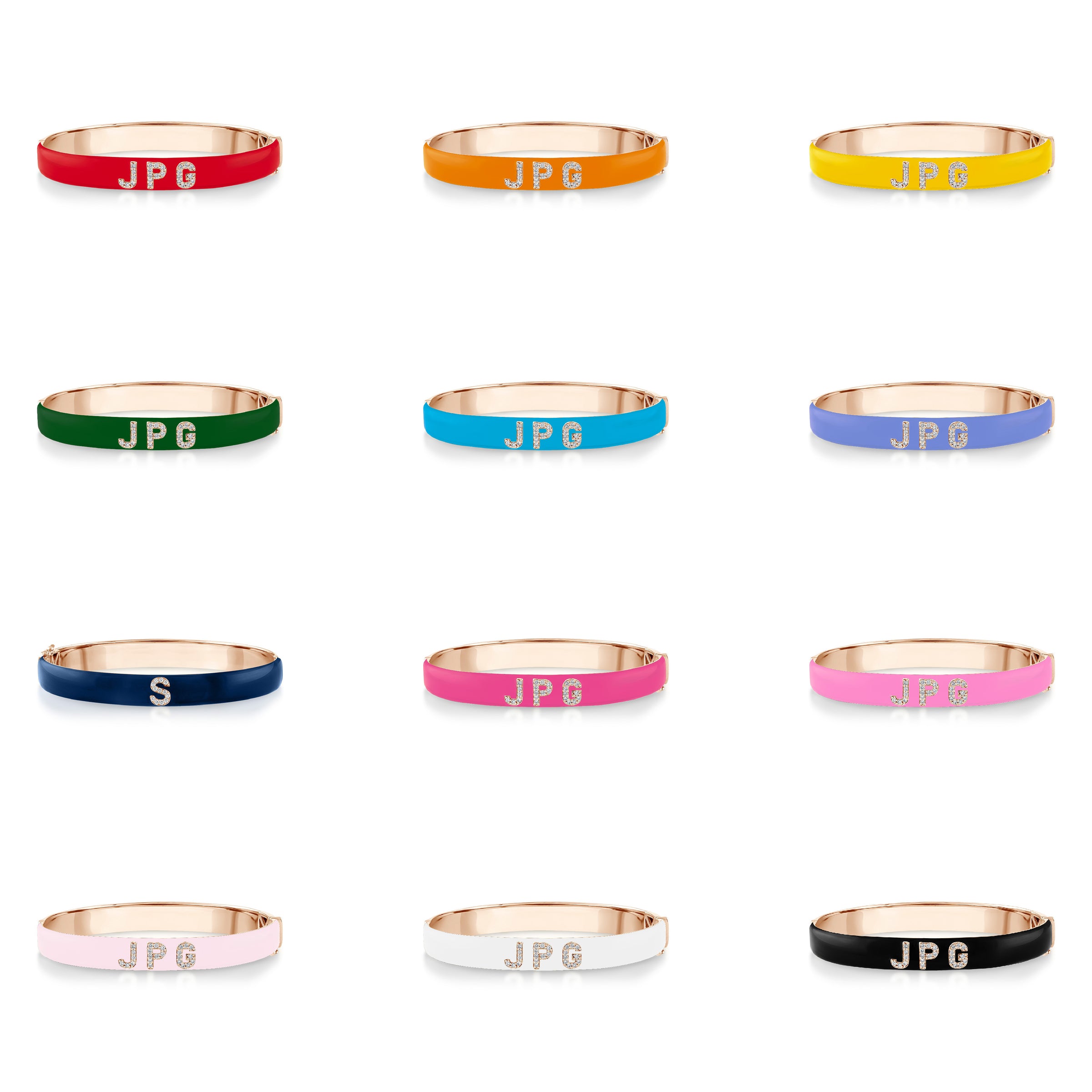 Poppy Enamel Letter Bangle