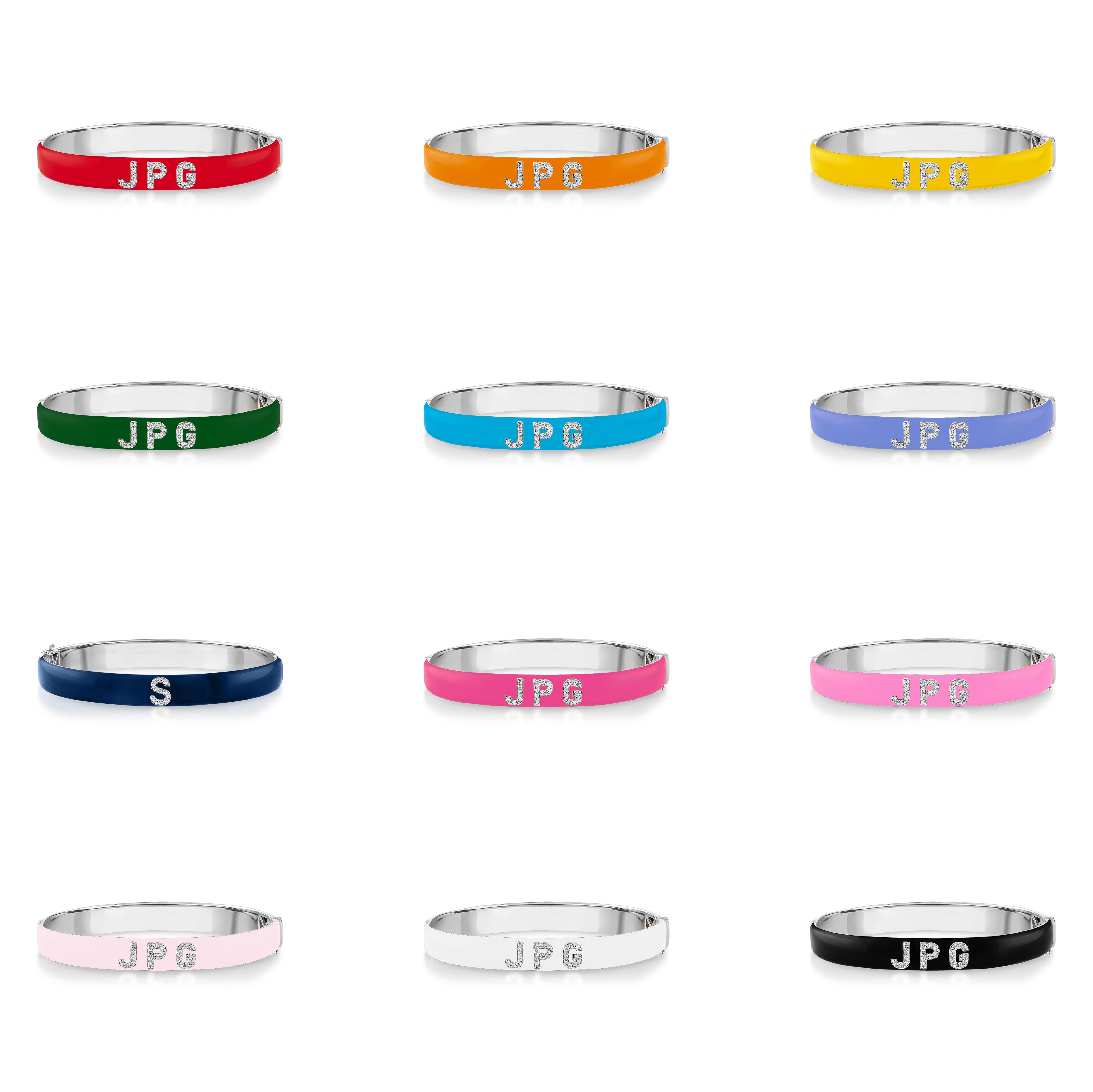 Poppy Enamel Letter Bangle