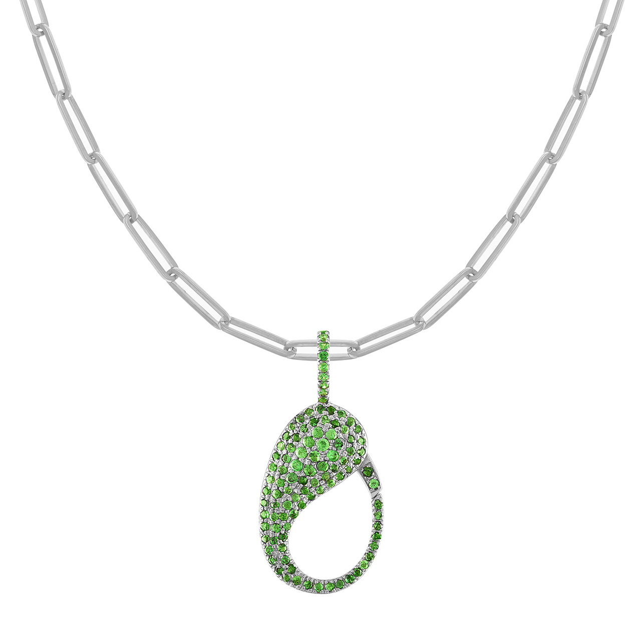 Green Tsavorite Pave Lock Charm