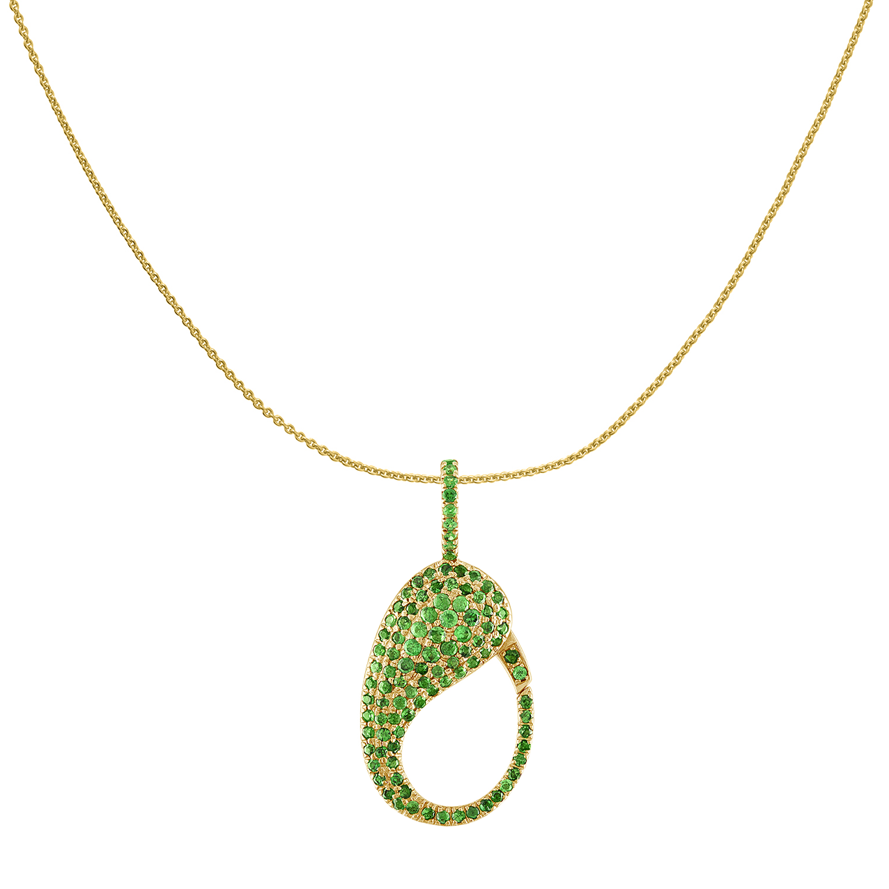 Green Tsavorite Pave Lock Charm