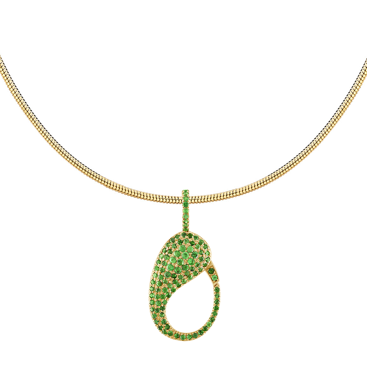 Green Tsavorite Pave Lock Charm