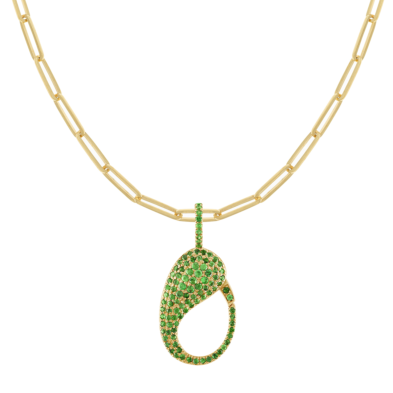 Green Tsavorite Pave Lock Charm