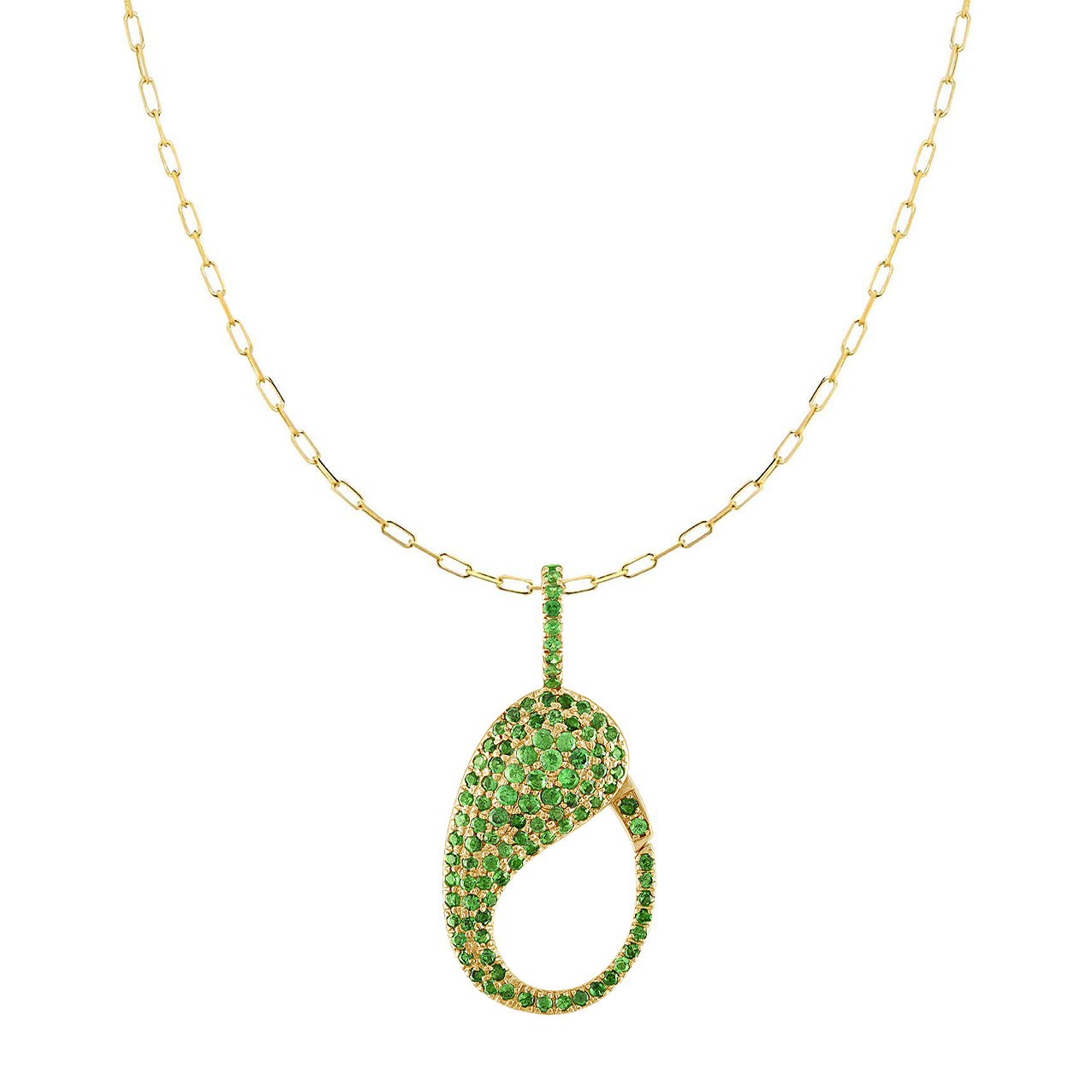 Green Tsavorite Pave Lock Charm
